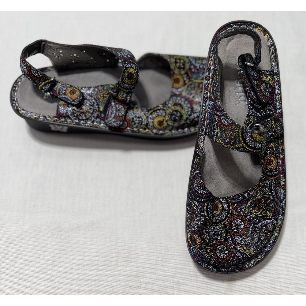 Alegria Jemma JEM-326‎ Mosaic Metallic Leather Mary Jane Slingback Shoes Sz 38 8